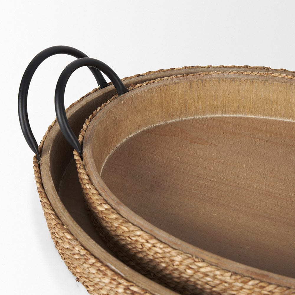 Mercana - Wheaton Light Brown Wood w/ Natural Jute Serving Trays - 71046 view 6