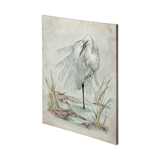 Mercana - White Egret by Mercana Studio a Hand Embellished Textured Canvas - 101183-L view 1