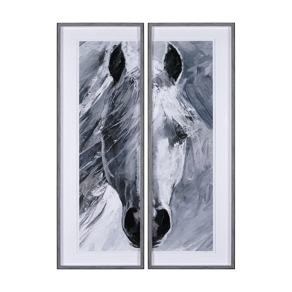 Mercana - White Horse Portrait by Mercana Studio Hand Embellished Textured Framed Art Print Matted under Glass - 14981 view 1