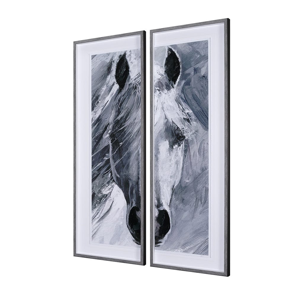 Mercana - White Horse Portrait by Mercana Studio Hand Embellished Textured Framed Art Print Matted under Glass - 14981 view 2