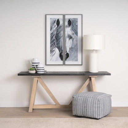Mercana - White Horse Portrait by Mercana Studio Hand Embellished Textured Framed Art Print Matted under Glass - 14981 view 8