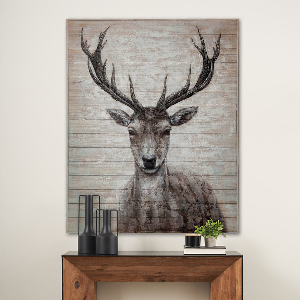 Mercana - White Tail II 48x60 Deer Original Hand Painted on Wood Oil Painting - 67717 view 4
