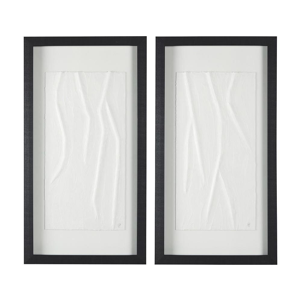 Mercana - White Vines I by Studio M a handmade Original Framed 3D Textured Artwork under Glass (Set of 2) - 14788 view 1