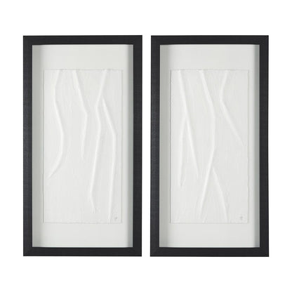 Mercana - White Vines I by Studio M a handmade Original Framed 3D Textured Artwork under Glass (Set of 2) - 14788 view 1