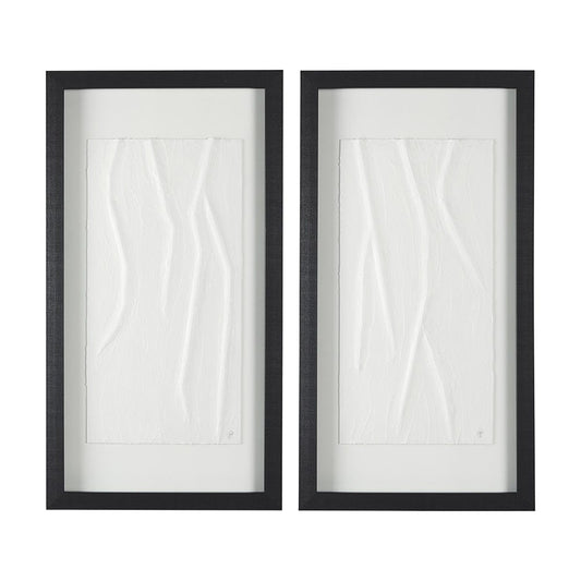 Mercana - White Vines I by Studio M a handmade Original Framed 3D Textured Artwork under Glass (Set of 2) - 14788 view 1