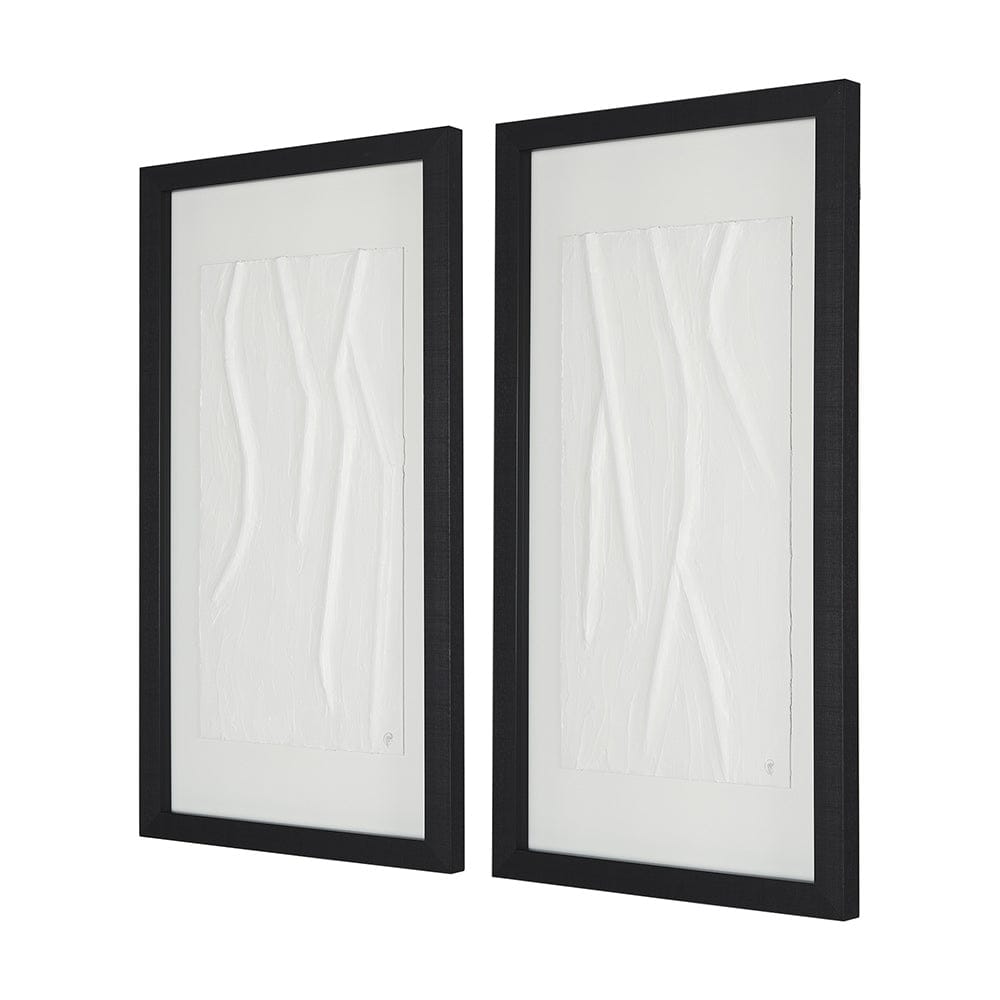 Mercana - White Vines I by Studio M a handmade Original Framed 3D Textured Artwork under Glass (Set of 2) - 14788 view 2