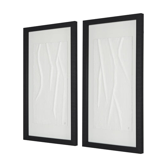 Mercana - White Vines I by Studio M a handmade Original Framed 3D Textured Artwork under Glass (Set of 2) - 14788 view 2
