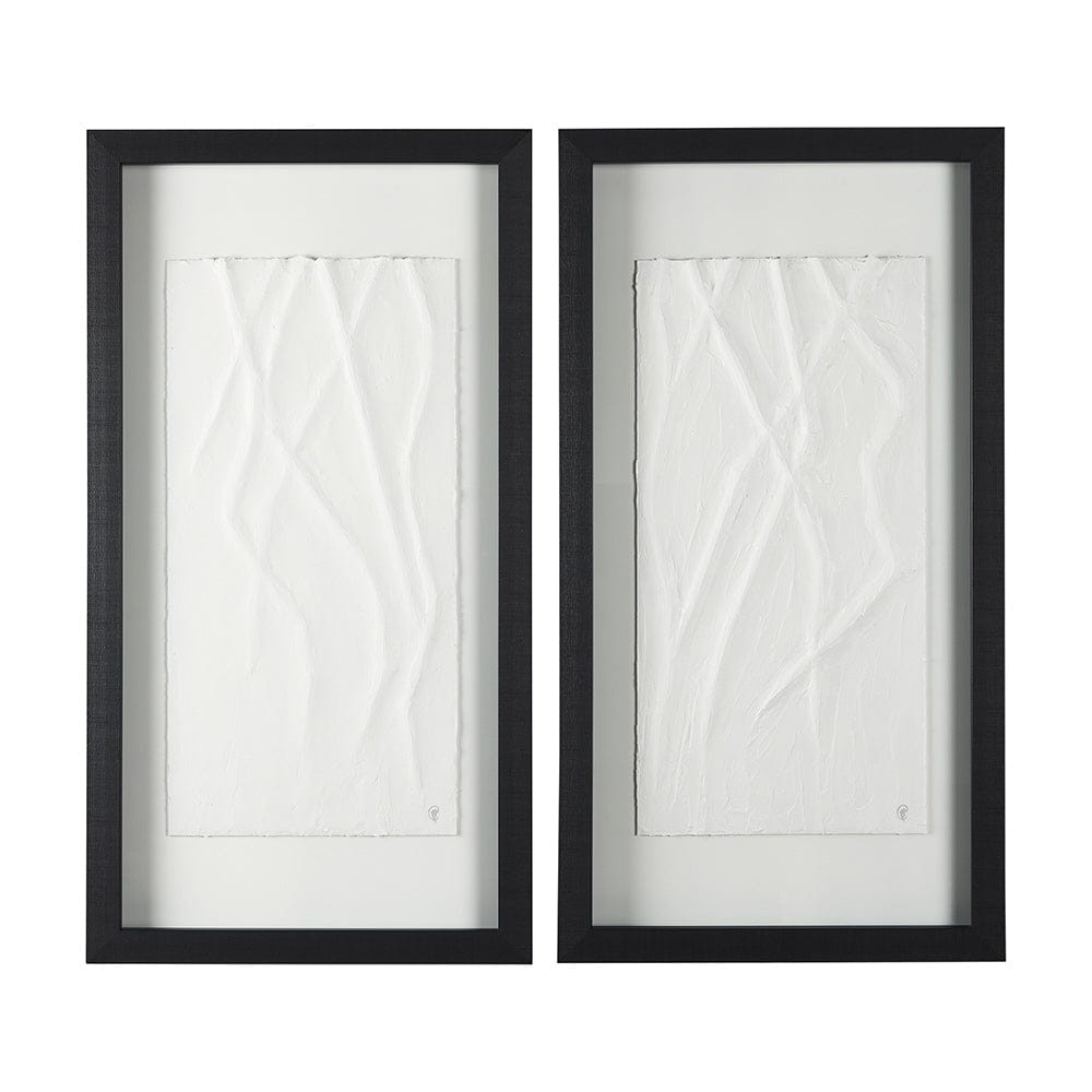 Mercana - White Vines II by Studio M a handmade Original Framed 3D Textured Artwork under Glass (Set of 2) - 14789 view 1