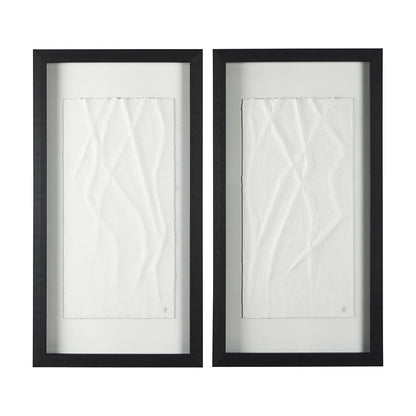 Mercana - White Vines II by Studio M a handmade Original Framed 3D Textured Artwork under Glass (Set of 2) - 14789 view 1