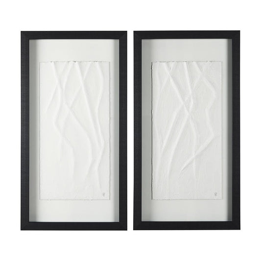 Mercana - White Vines II by Studio M a handmade Original Framed 3D Textured Artwork under Glass (Set of 2) - 14789 view 1