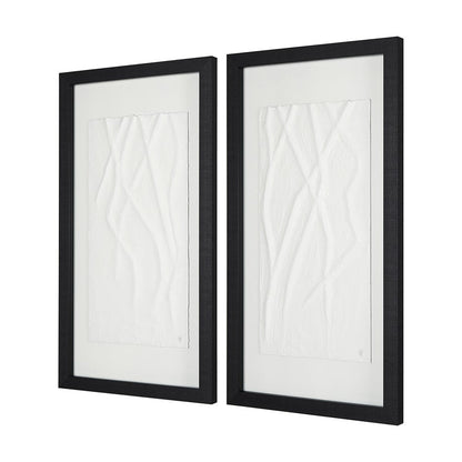 Mercana - White Vines II by Studio M a handmade Original Framed 3D Textured Artwork under Glass (Set of 2) - 14789 view 2