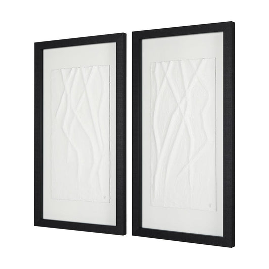 Mercana - White Vines II by Studio M a handmade Original Framed 3D Textured Artwork under Glass (Set of 2) - 14789 view 2