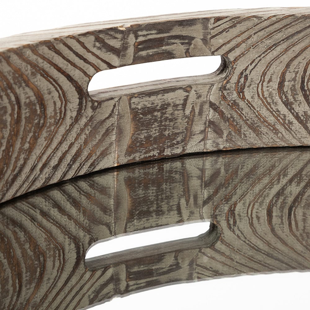 Mercana - Whittier Large 28L x 28W Brown Wooden Mirrored Base Tray - 37169_CLOSEOUT view 4