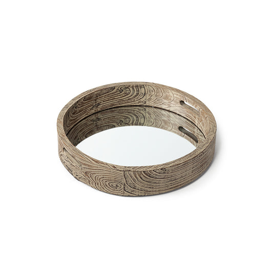 Mercana - Whittier Small 20L x 20W Brown Wooden Mirrored Base Tray - 37168_CLOSEOUT view 1