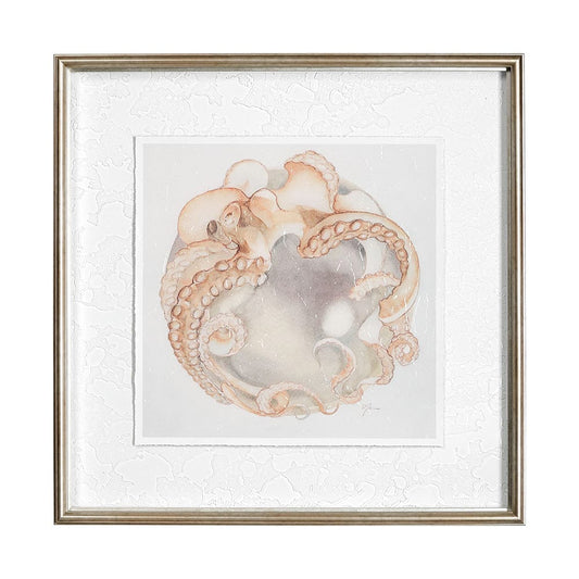 Mercana - Who Stole My Precious I Peach by Fiona H a Hand Embellished Textured Framed Print Matted under Glass - 13204 view 1