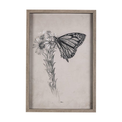 Mercana - Wild Aster Monarch Butterfly III Mercana Studio Hand Embellished Framed Art Print Matted under Glass - 14703 view 1