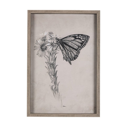 Mercana - Wild Aster Monarch Butterfly III Mercana Studio Hand Embellished Framed Art Print Matted under Glass - 14703 view 1