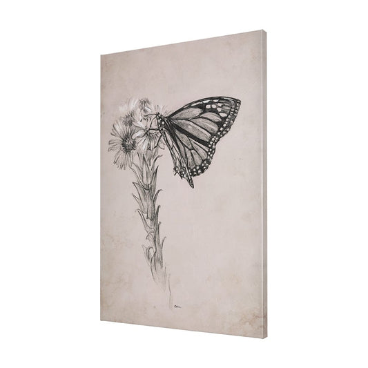 Mercana - Wild Aster With Monarch Butterfly Drawing III by Mercana Studio a Hand Embellished Textured Canvas - 102453-S view 2