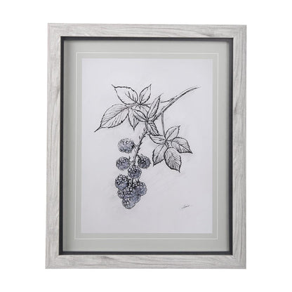 Mercana - WildBerry Collection Blackberry Mercana Studio Hand Embellished Framed Art Print Matted under Glass - 14072 view 1