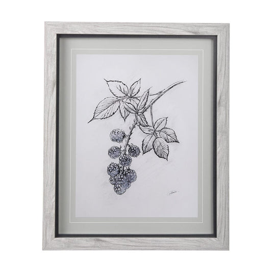 Mercana - WildBerry Collection Blackberry Mercana Studio Hand Embellished Framed Art Print Matted under Glass - 14072 view 1
