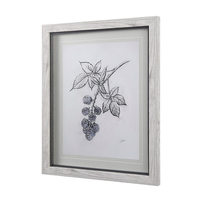 Mercana - WildBerry Collection Blackberry Mercana Studio Hand Embellished Framed Art Print Matted under Glass - 14072 view 2
