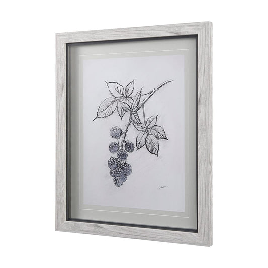 Mercana - WildBerry Collection Blackberry Mercana Studio Hand Embellished Framed Art Print Matted under Glass - 14072 view 2