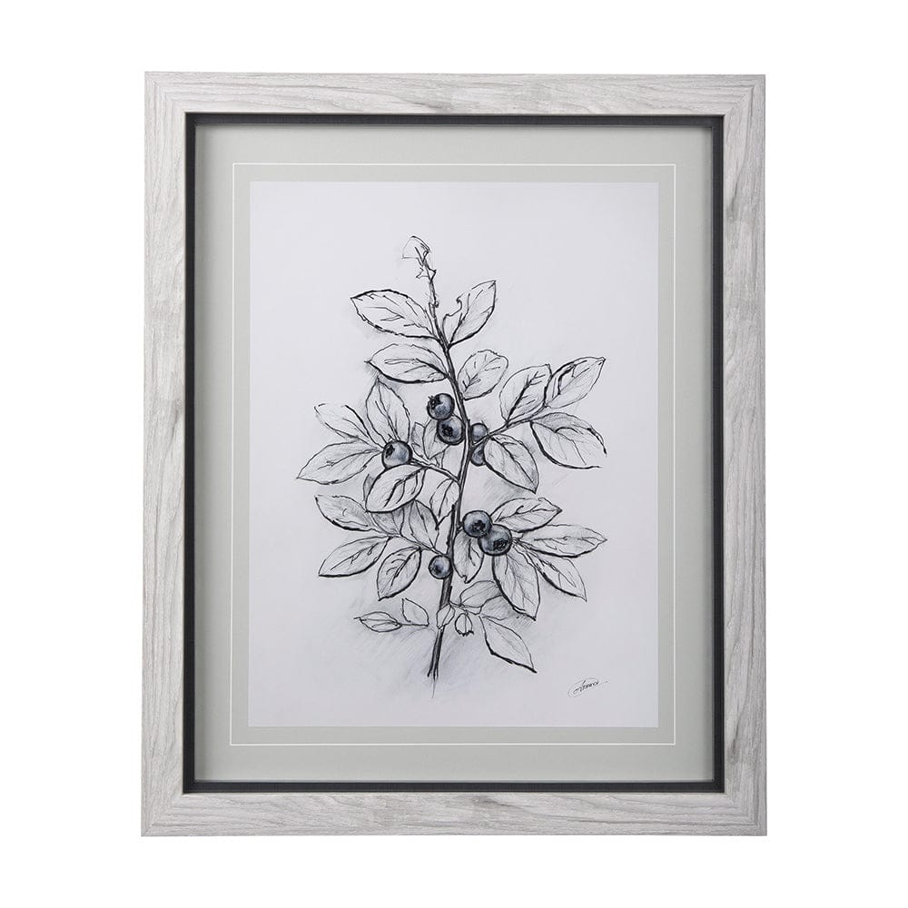 Mercana - WildBerry Collection Blueberry by Mercana Studio Hand Embellished Framed Art Print Matted under Glas - 14073 view 1
