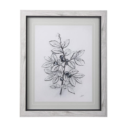 Mercana - WildBerry Collection Blueberry by Mercana Studio Hand Embellished Framed Art Print Matted under Glas - 14073 view 1