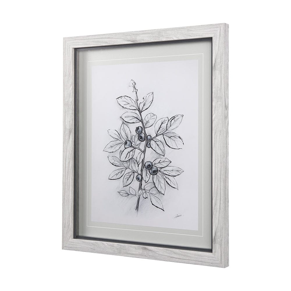 Mercana - WildBerry Collection Blueberry by Mercana Studio Hand Embellished Framed Art Print Matted under Glas - 14073 view 2