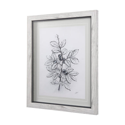 Mercana - WildBerry Collection Blueberry by Mercana Studio Hand Embellished Framed Art Print Matted under Glas - 14073 view 2