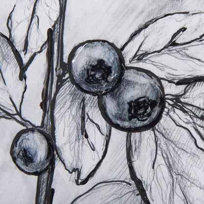 Mercana - WildBerry Collection Blueberry by Mercana Studio Hand Embellished Framed Art Print Matted under Glas - 14073 view 7