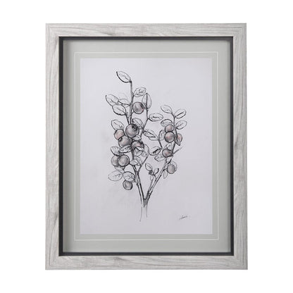 Mercana - WildBerry Collection Hucklberry Mercana Studio Hand Embellished Framed Art Print Matted under Glass - 14071 view 1