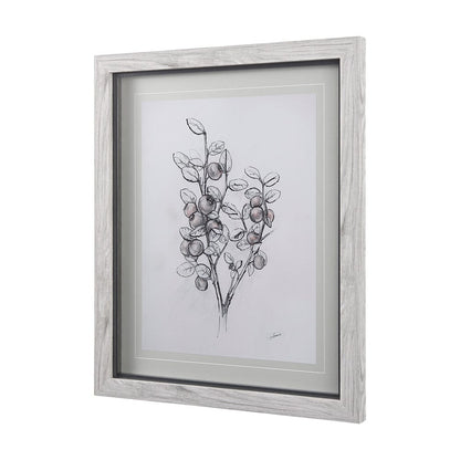 Mercana - WildBerry Collection Hucklberry Mercana Studio Hand Embellished Framed Art Print Matted under Glass - 14071 view 2