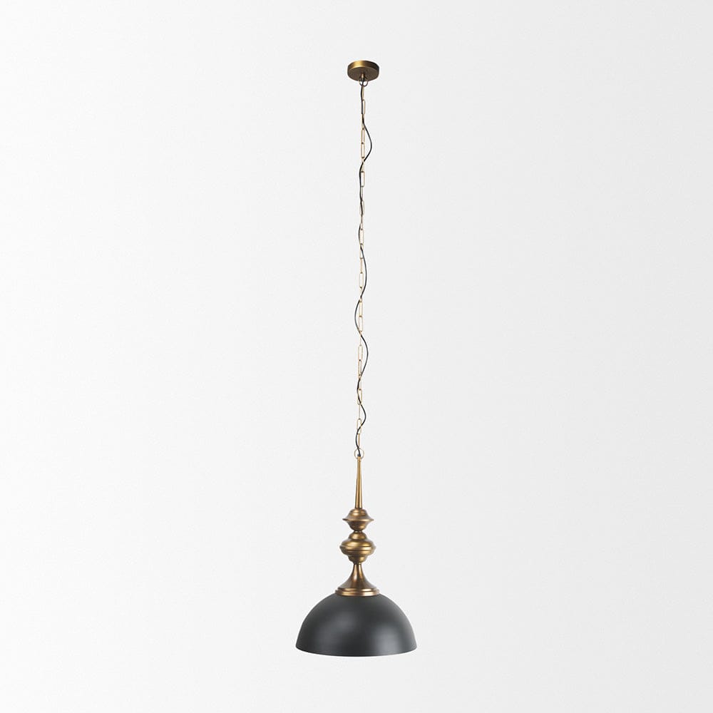 Mercana - Willson 17.0L x 17.0W x 29.0H Black Iron W/Antique Brass Dome Pendant Light - 69676 view 2