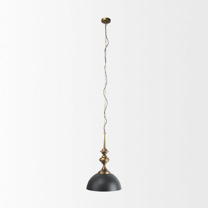 Mercana - Willson 17.0L x 17.0W x 29.0H Black Iron W/Antique Brass Dome Pendant Light - 69676 view 2