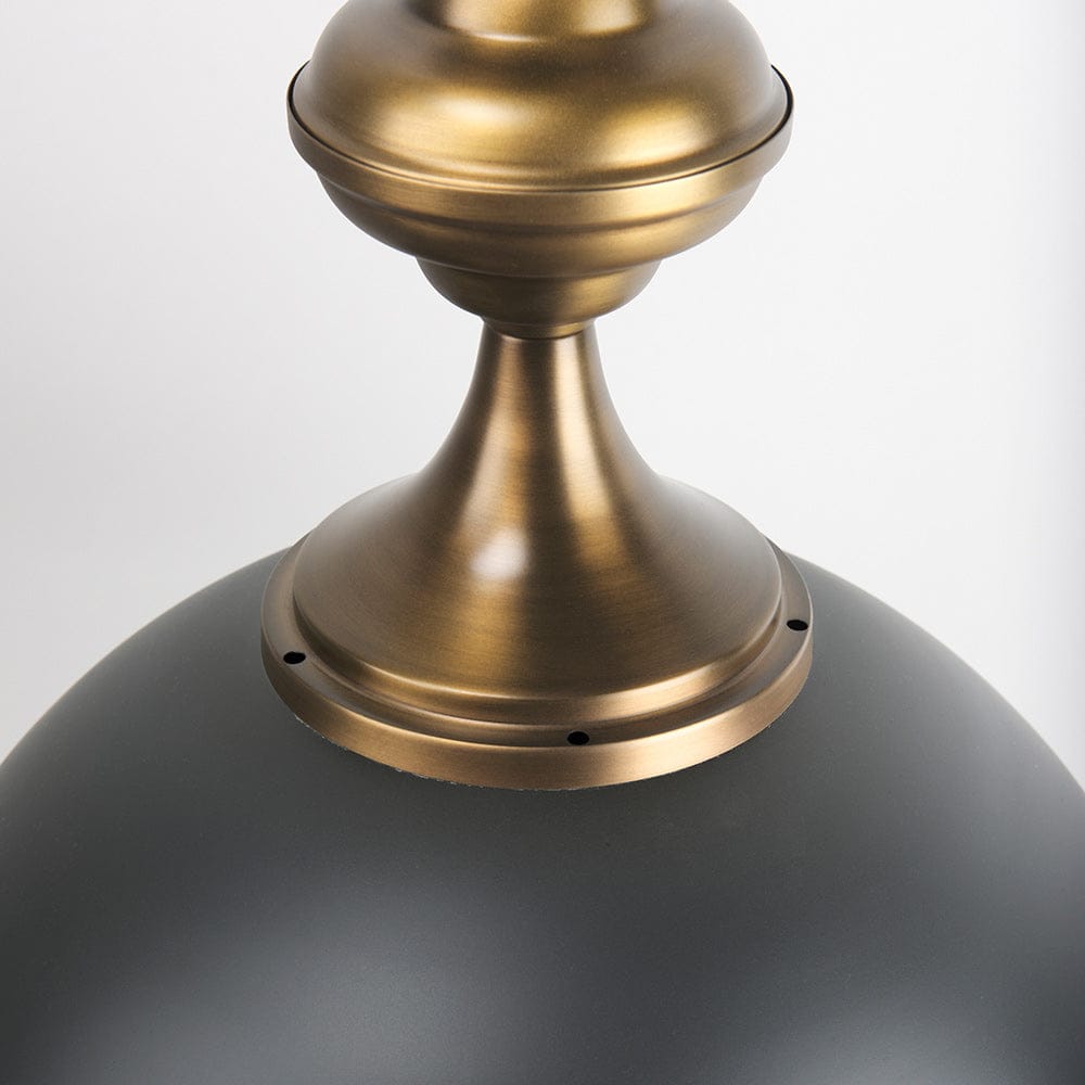 Mercana - Willson 17.0L x 17.0W x 29.0H Black Iron W/Antique Brass Dome Pendant Light - 69676 view 7