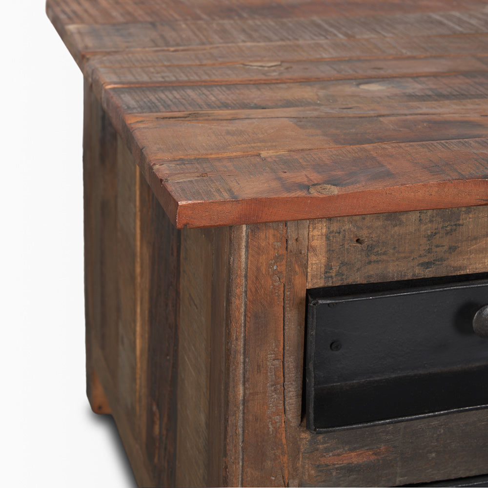 Mercana - Wilton Brown Wood w/ 12 Black Metal Drawers Coffee Table - 70496_CLOSEOUT view 7