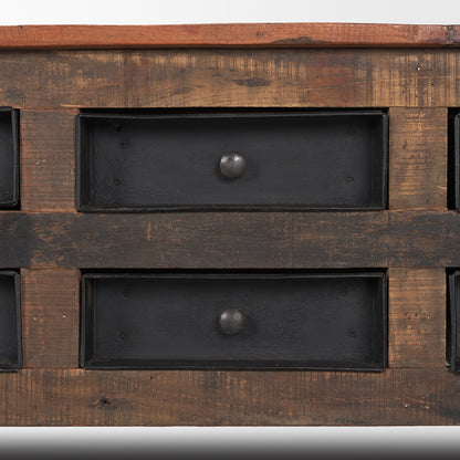 Mercana - Wilton Brown Wood w/ 12 Black Metal Drawers Coffee Table - 70496_CLOSEOUT view 8