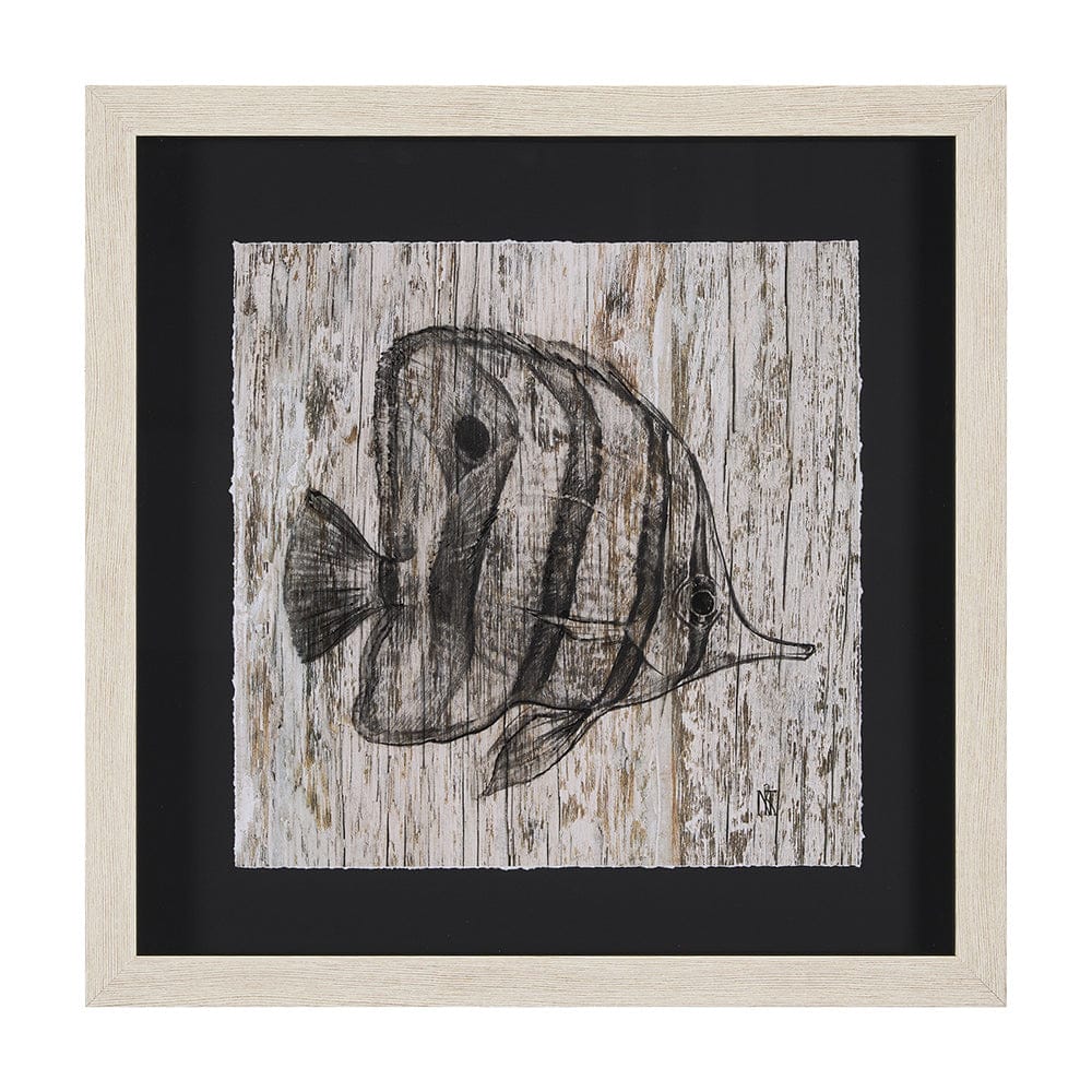 Mercana - Wood Grain Fish I by Mercana Studio a Hand Embellished Textured Framed Art Print Matted under Glass - 15197 view 1