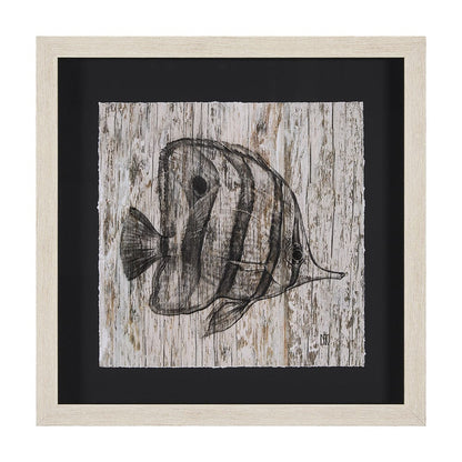 Mercana - Wood Grain Fish I by Mercana Studio a Hand Embellished Textured Framed Art Print Matted under Glass - 15197 view 1