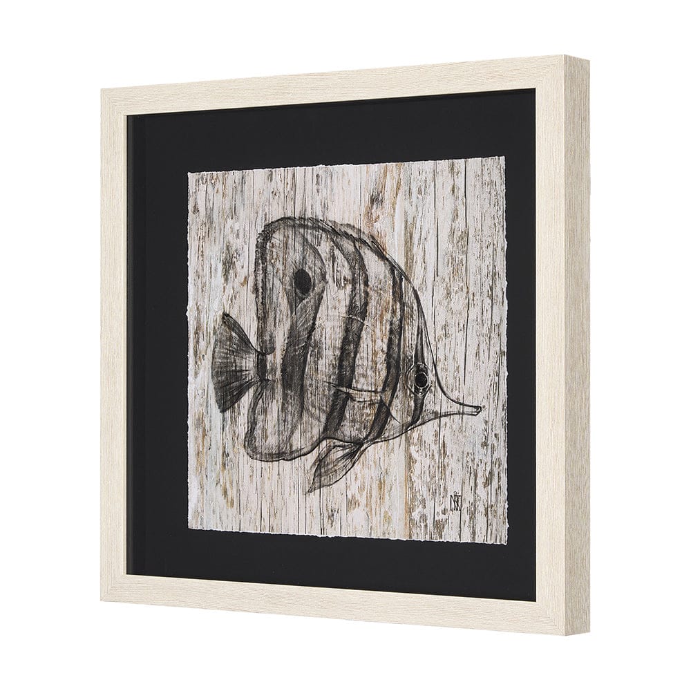 Mercana - Wood Grain Fish I by Mercana Studio a Hand Embellished Textured Framed Art Print Matted under Glass - 15197 view 2