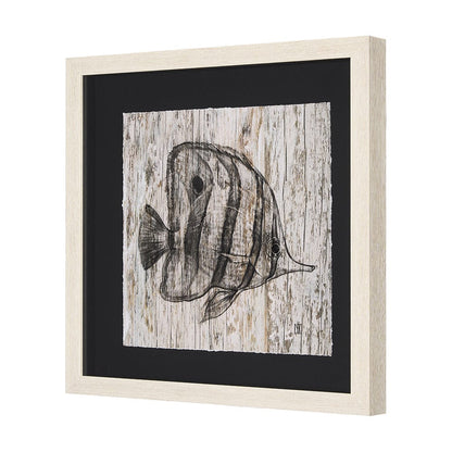 Mercana - Wood Grain Fish I by Mercana Studio a Hand Embellished Textured Framed Art Print Matted under Glass - 15197 view 2