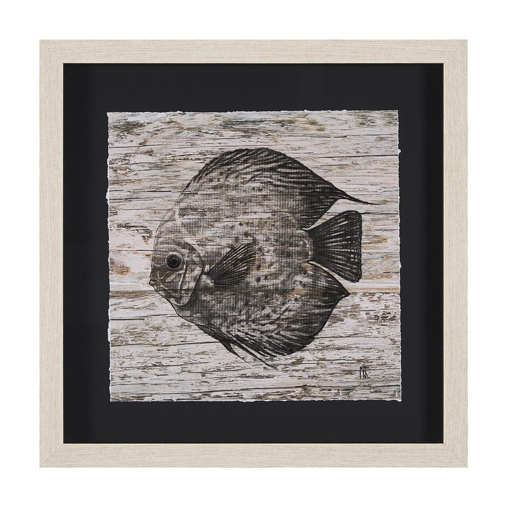 Mercana - Wood Grain Fish II by Mercana Studio a Hand Embellished Textured Framed Art Print Matted under Glass - 15198 view 1