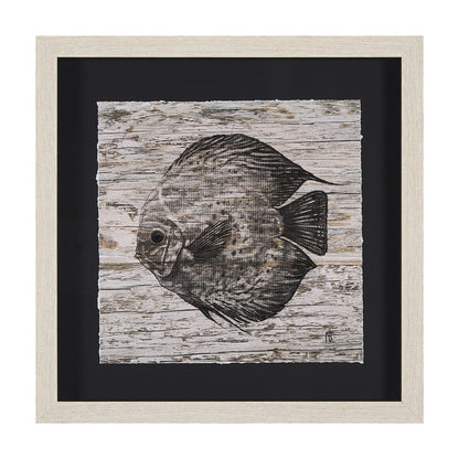 Mercana - Wood Grain Fish II by Mercana Studio a Hand Embellished Textured Framed Art Print Matted under Glass - 15198 view 1