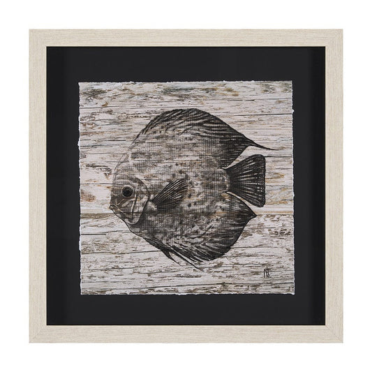 Mercana - Wood Grain Fish II by Mercana Studio a Hand Embellished Textured Framed Art Print Matted under Glass - 15198 view 1