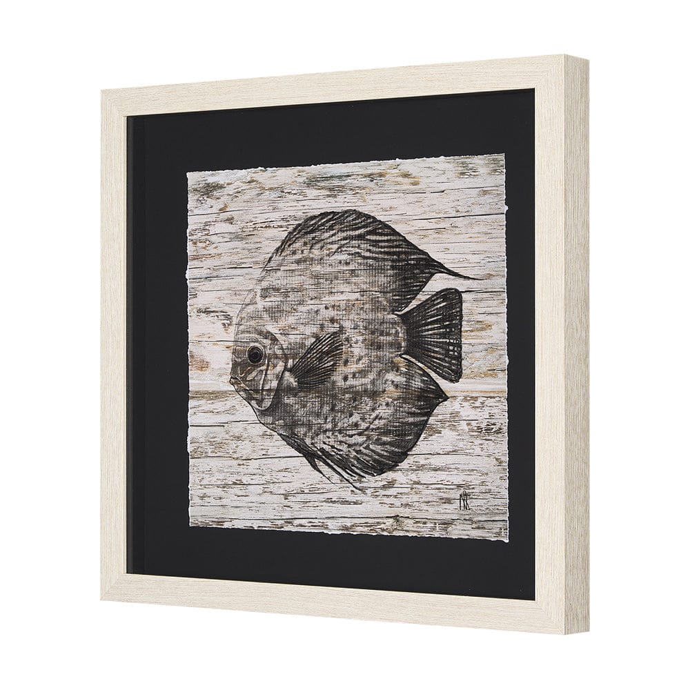 Mercana - Wood Grain Fish II by Mercana Studio a Hand Embellished Textured Framed Art Print Matted under Glass - 15198 view 2