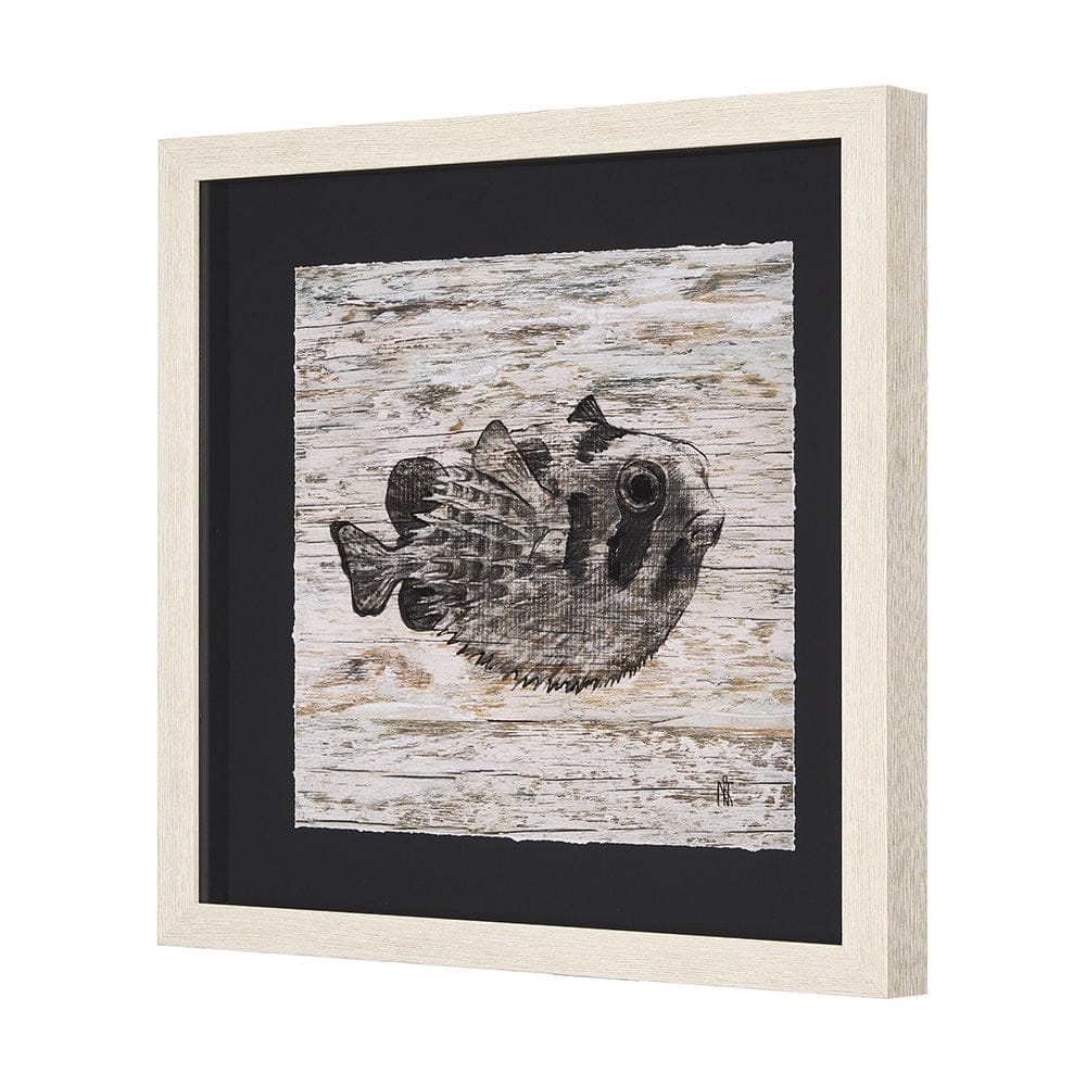 Mercana - Wood Grain Fish III by Mercana Studio Hand Embellished Textured Framed Art Print Matted under Glass - 15199 view 2