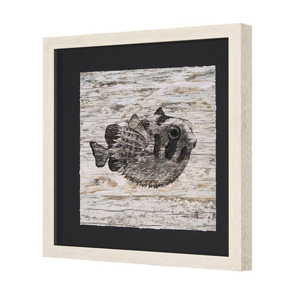 Mercana - Wood Grain Fish III by Mercana Studio Hand Embellished Textured Framed Art Print Matted under Glass - 15199 view 2