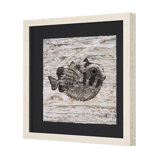 Mercana - Wood Grain Fish III by Mercana Studio Hand Embellished Textured Framed Art Print Matted under Glass - 15199 view 2