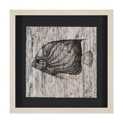 Mercana - Wood Grain Fish IV by Mercana Studio a Hand Embellished Textured Framed Art Print Matted under Glass - 15200 view 1